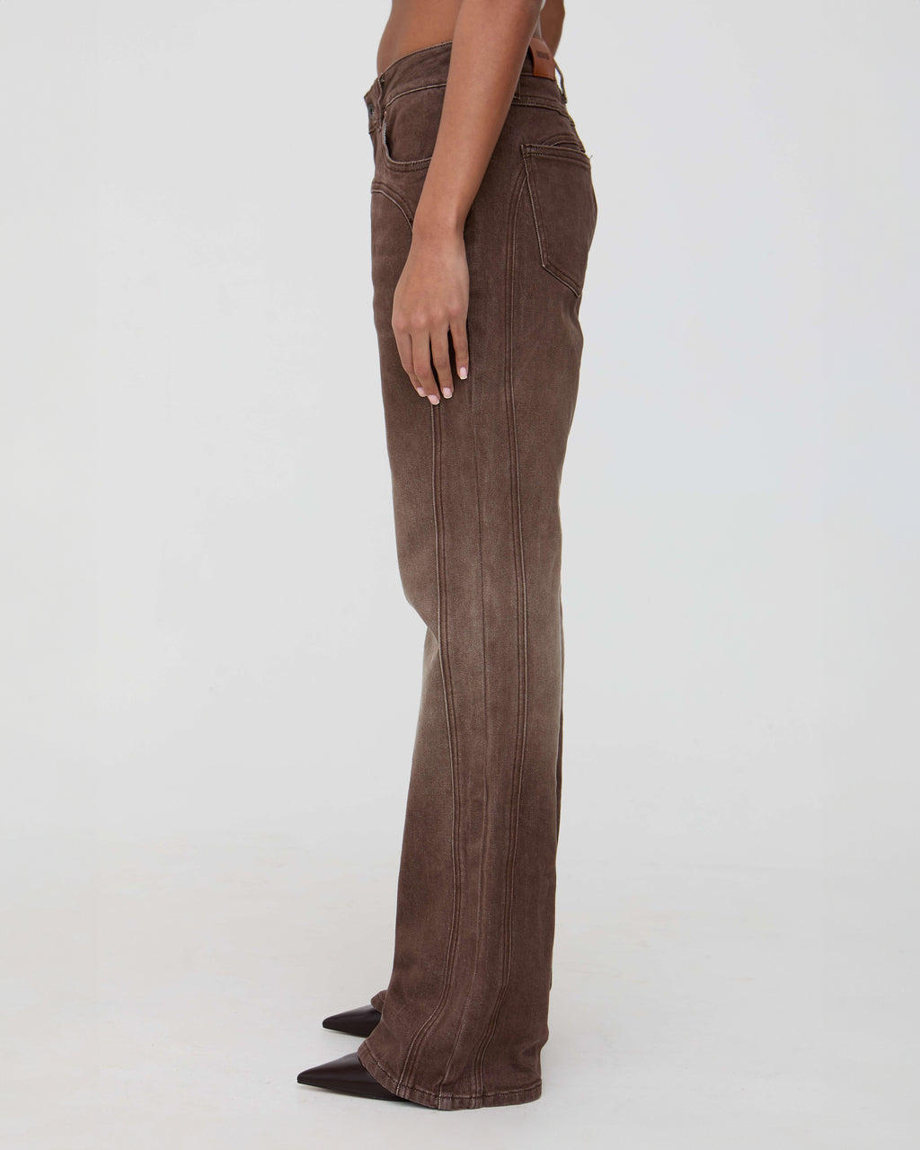 Brown denim flared jeans