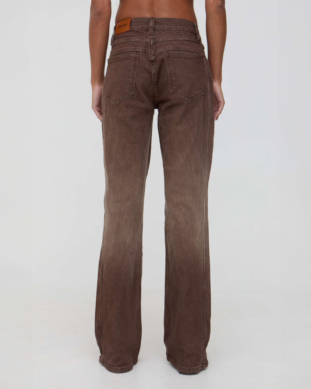 Brown denim flared jeans