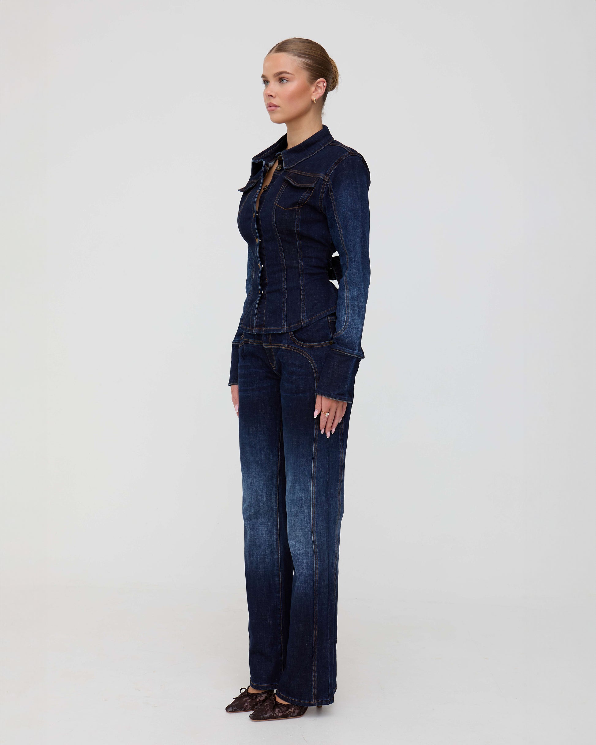 Indigo denim trucker top