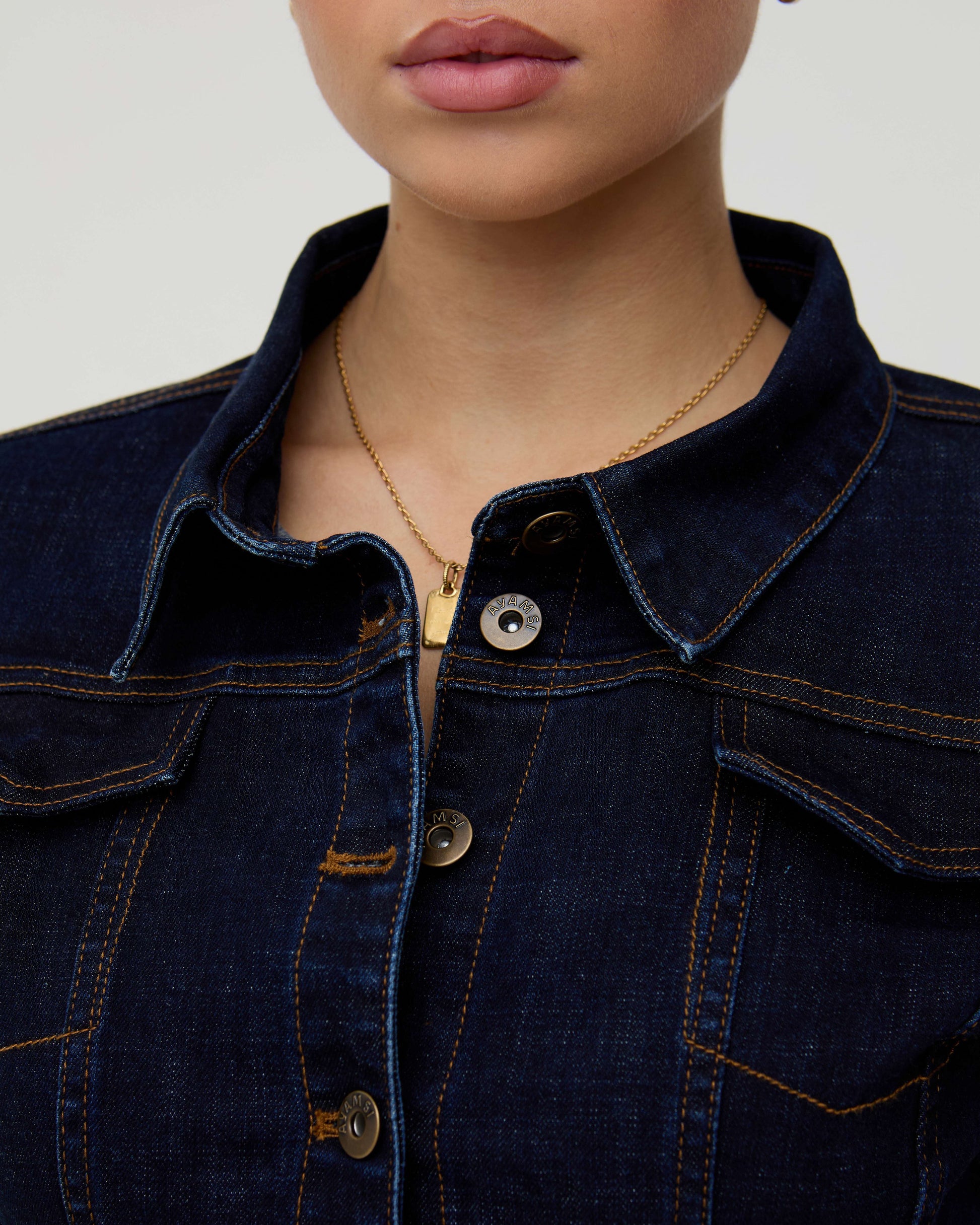Indigo denim trucker top