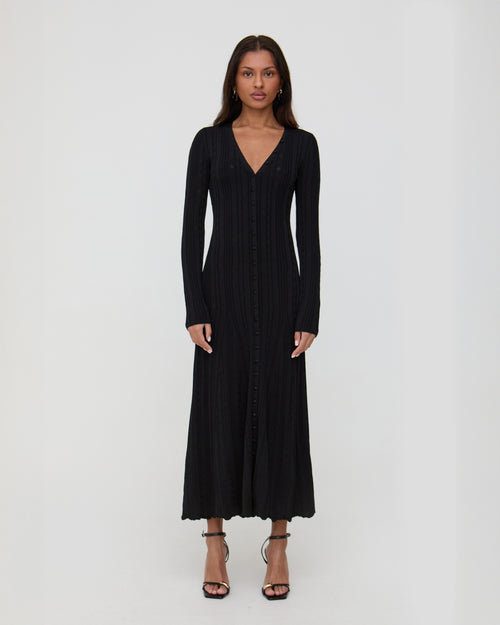 black long sleeve dress uk Black Cut Out Long Sleeve Maxi Dress FARM Rio