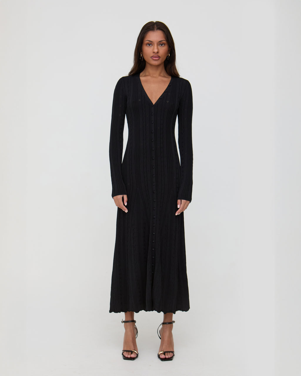 Black midaxi long sleeve dress