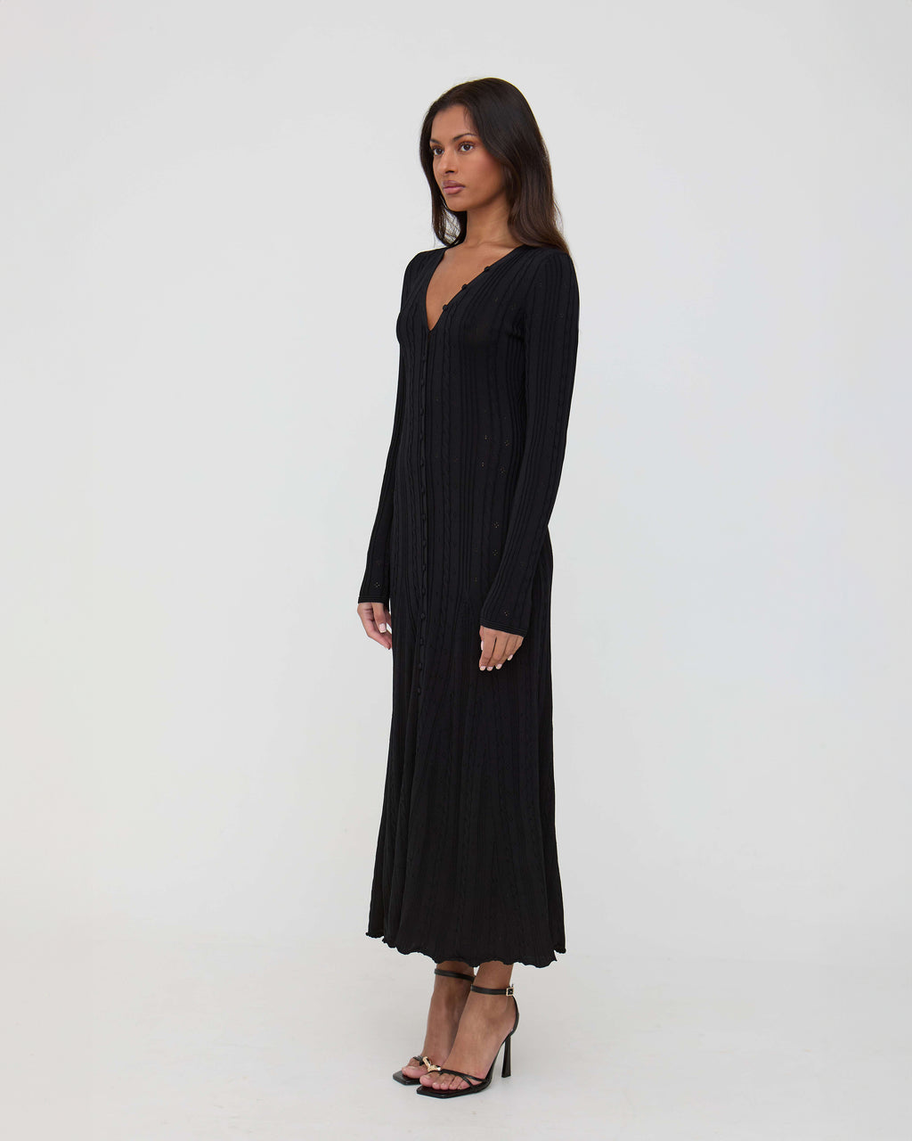 Black midaxi long sleeve dress