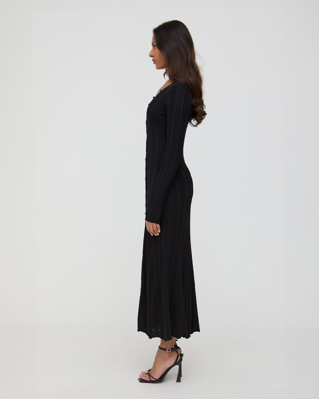 Black midaxi long sleeve dress