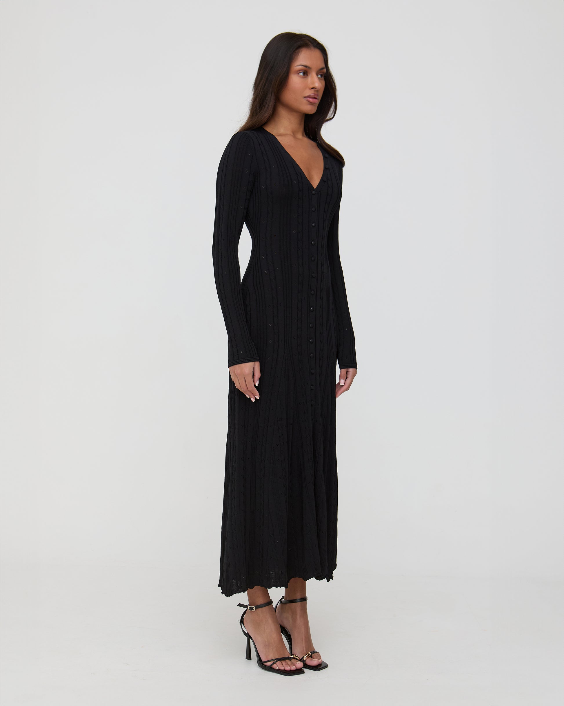 Black midaxi long sleeve dress AYAMSI Black midaxi long sleeve dress AYAMSI