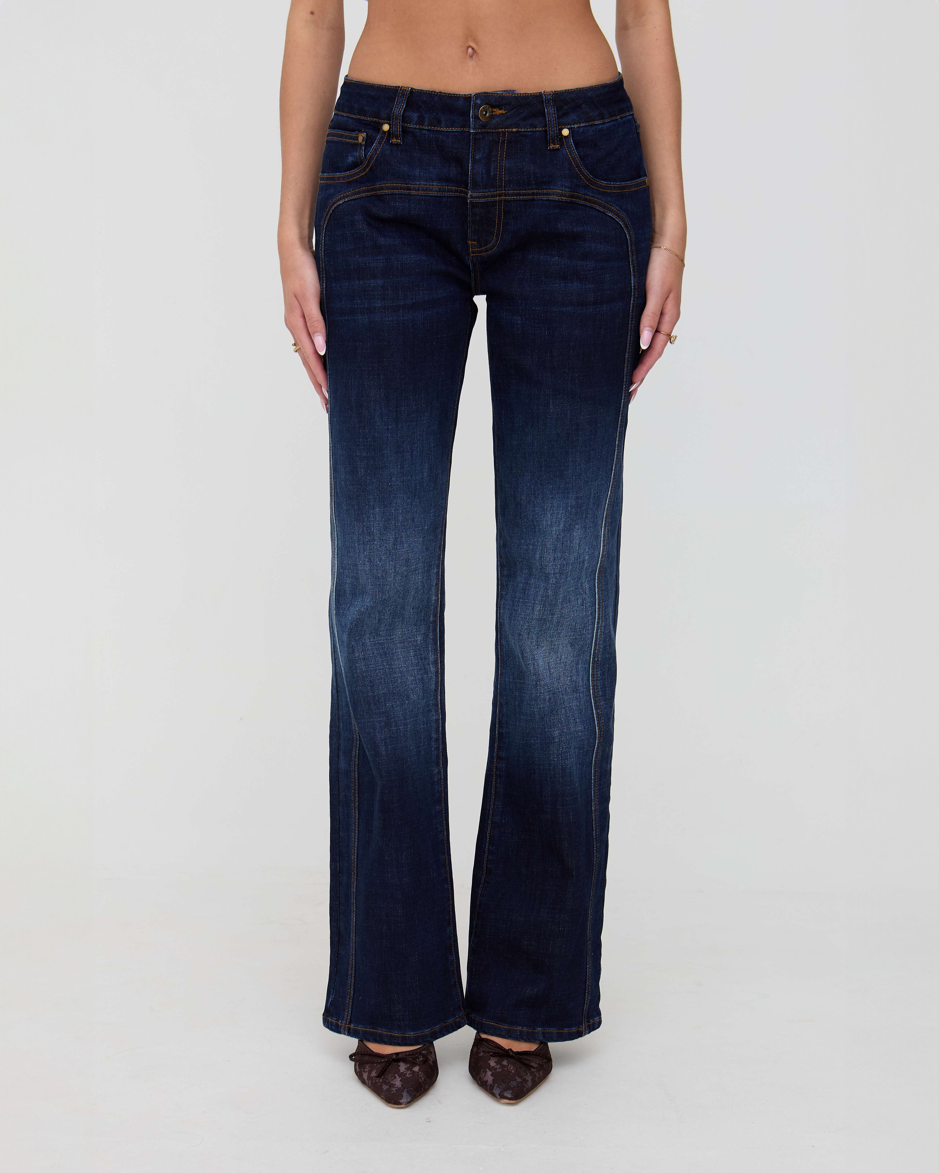 Indigo denim flared jeans