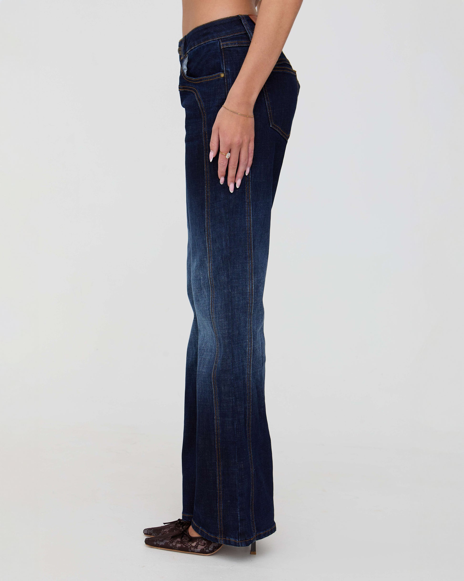 Indigo denim flared jeans
