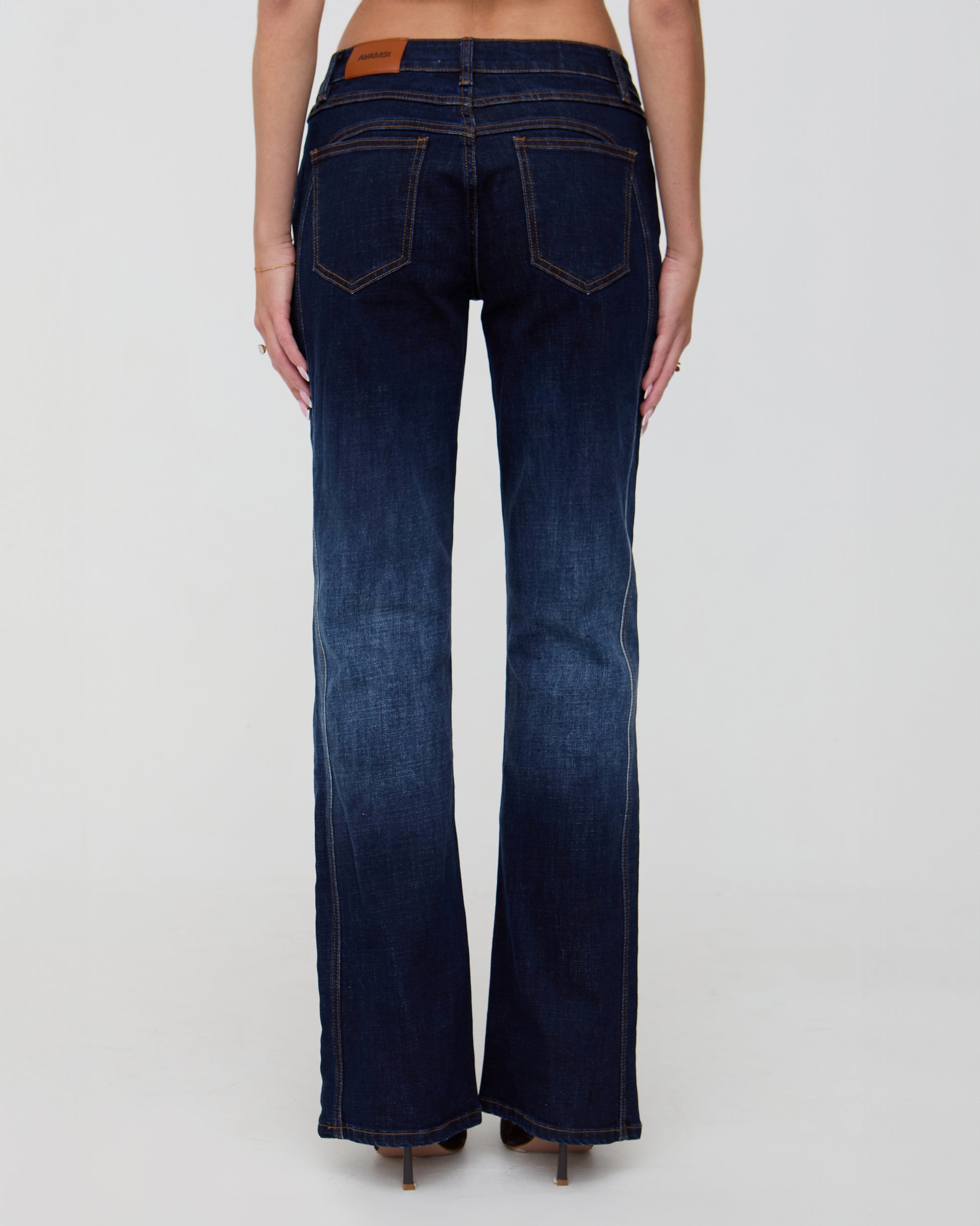 Indigo denim flared jeans