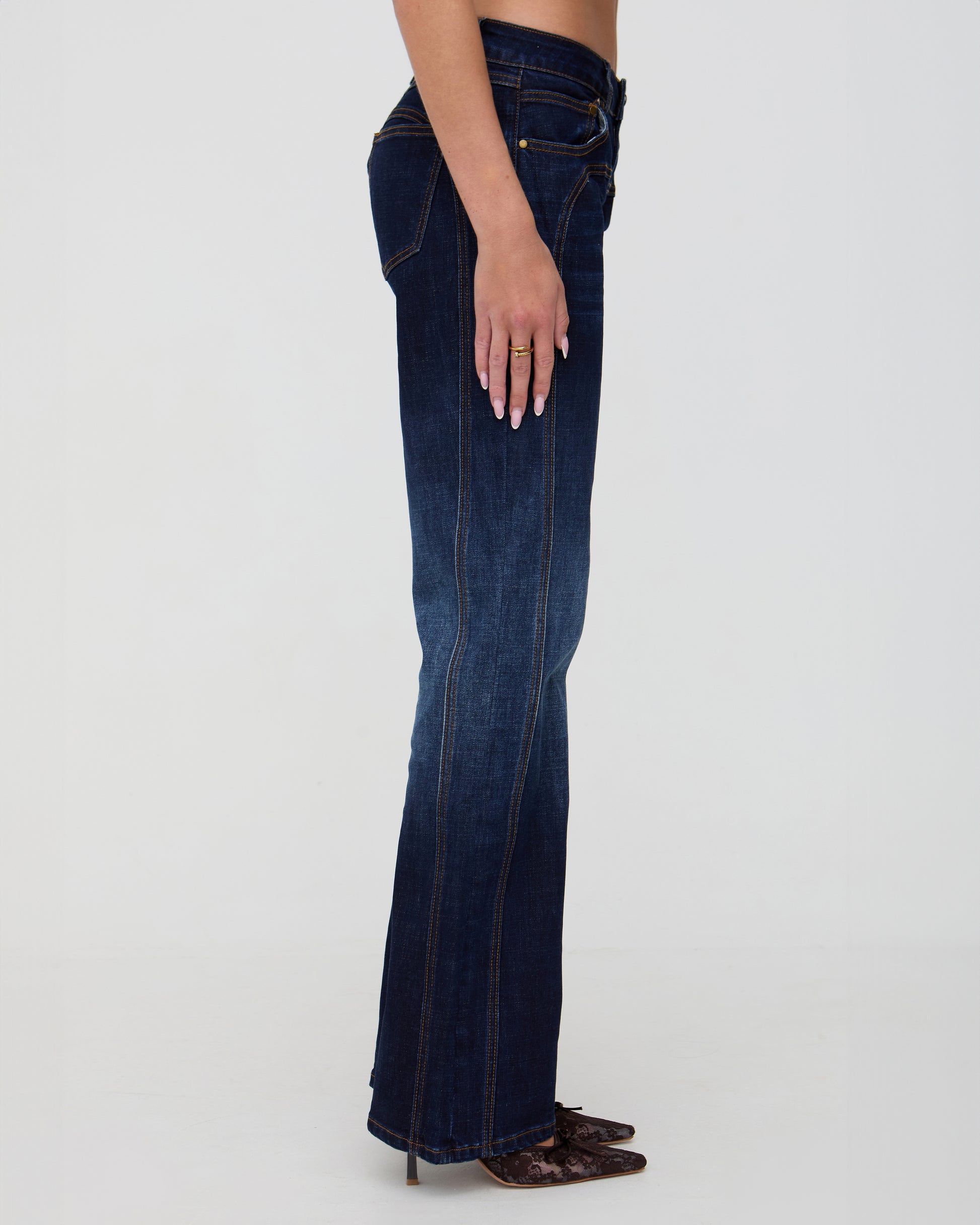 Indigo denim flared jeans