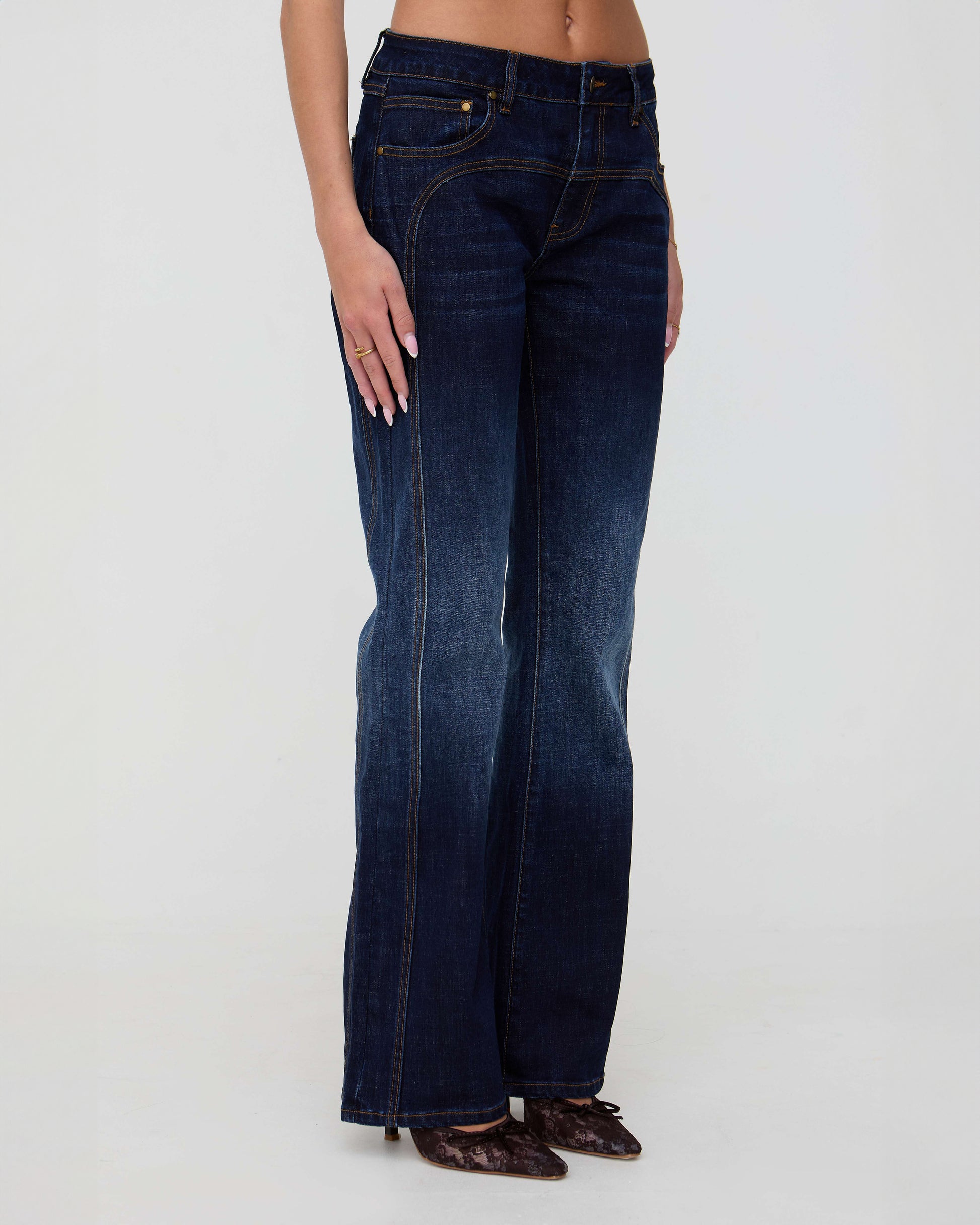 Indigo denim flared jeans